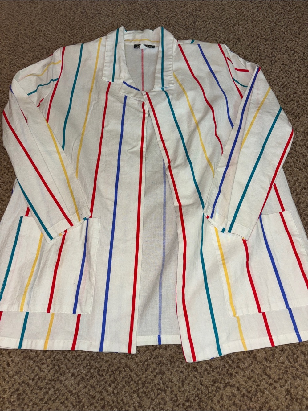 Vintage Avanti White Open Blazer with Stripes 12